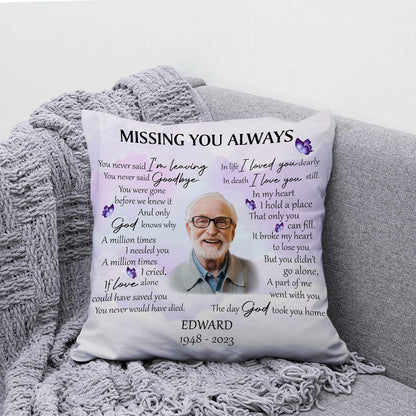 Butterfly Heaven Personalized Memorial Pillow with Insert – Custom Photo Remembrance Cushion – Healing Gift for Loss of Loved One