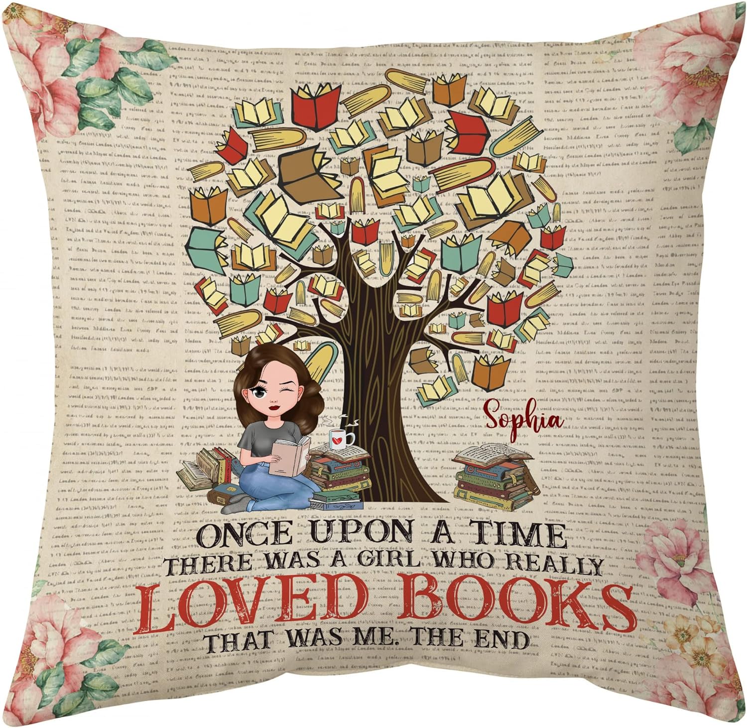 There Was A Girl Who Really Loved Books - Personalized Pillow (Insert Included)