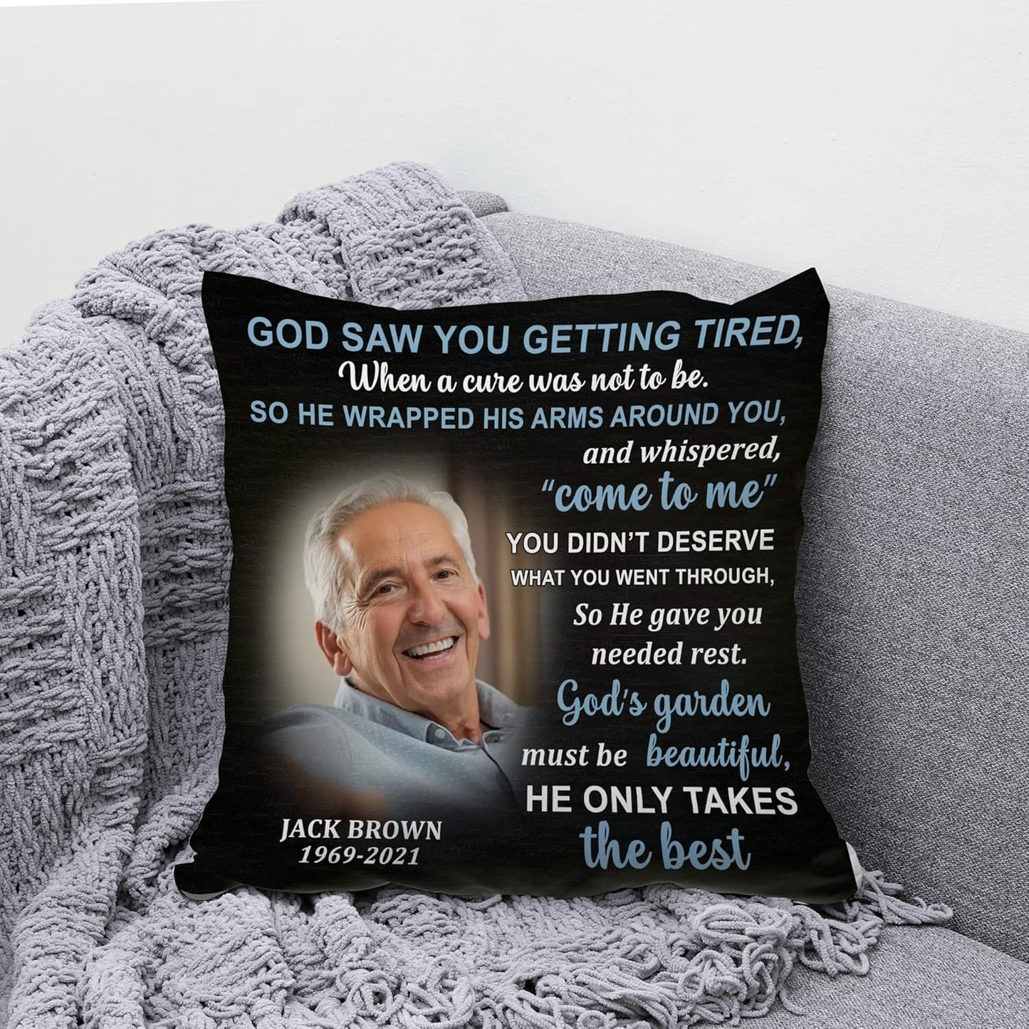 Personalized Sympathy Pillow with Insert – Custom Photo Remembrance Cushion – Bereavement Gift for Loss of Loved One