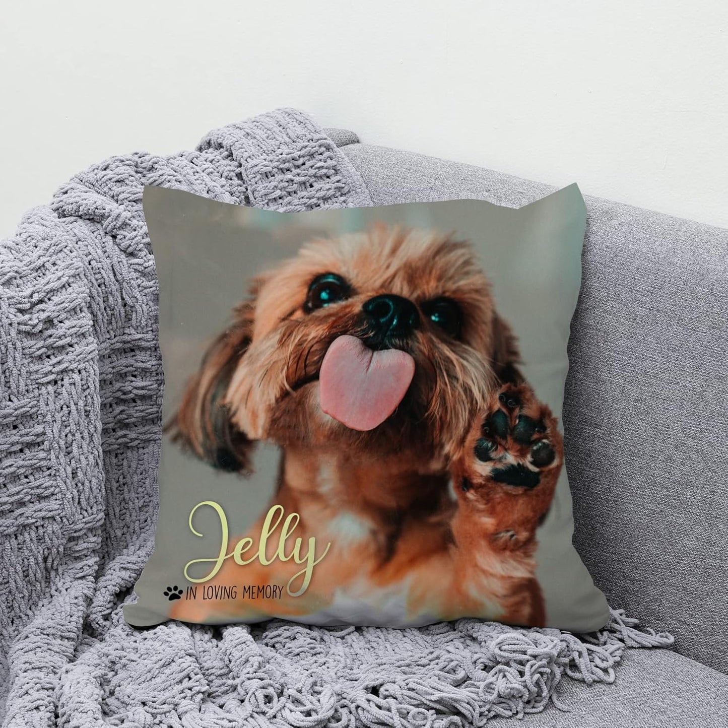 Personalized Dog Memorial Pillow with Insert – Custom Pet Photo Sympathy Gift – In Loving Memory Remembrance Pillow