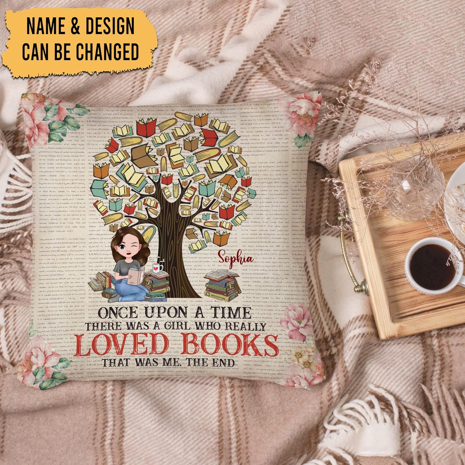 There Was A Girl Who Really Loved Books - Personalized Pillow (Insert Included)