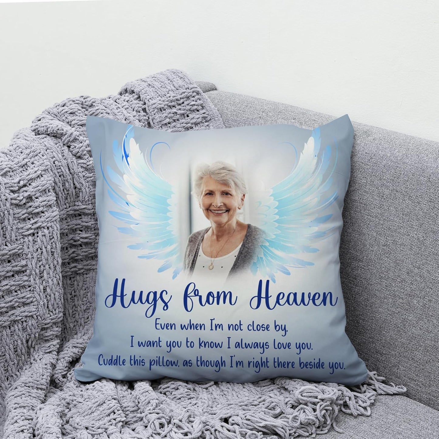 Personalized Memorial Sympathy Pillow with Insert – Custom Photo Remembrance Cushion – Bereavement Gift for Loved One’s Loss