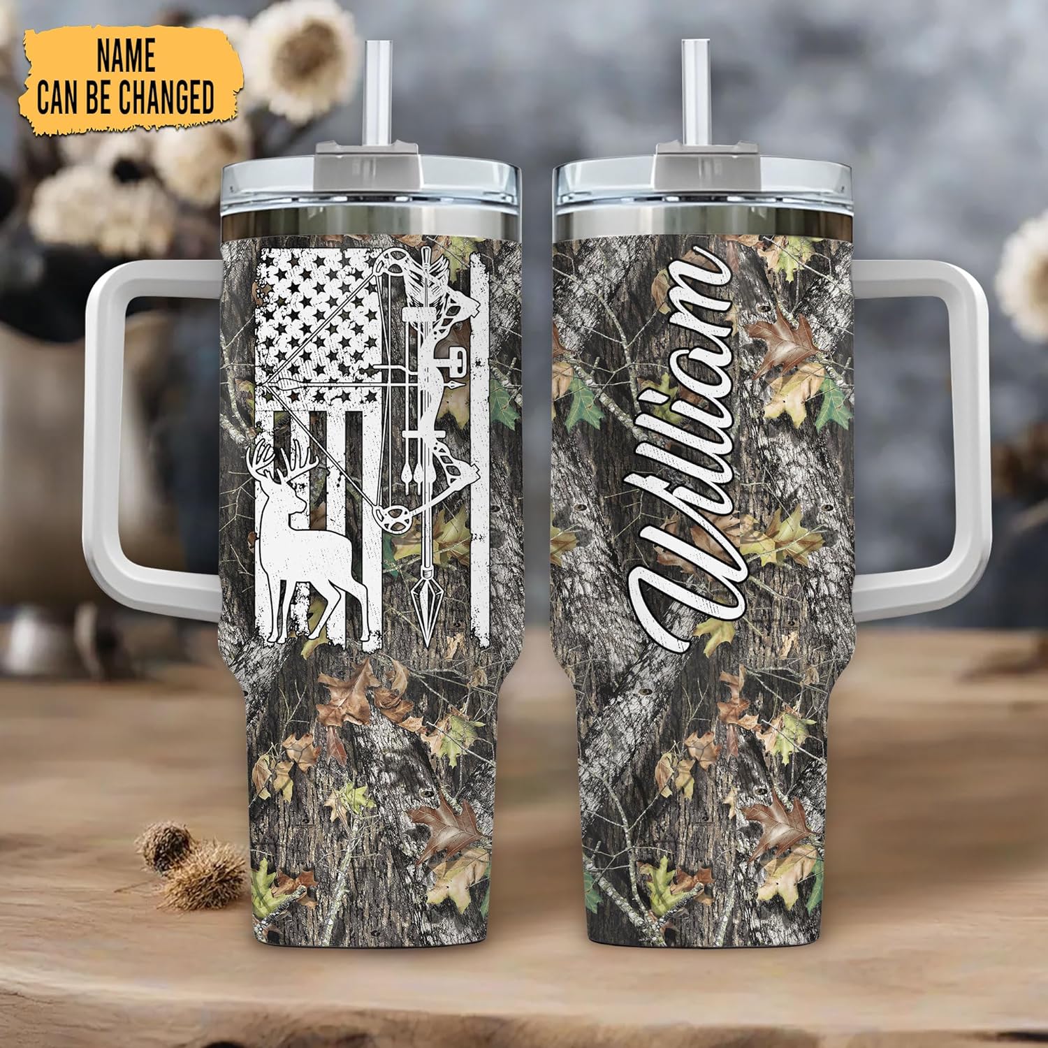 America Hunting Theme - Personalized Tumbler 40oz with Straw