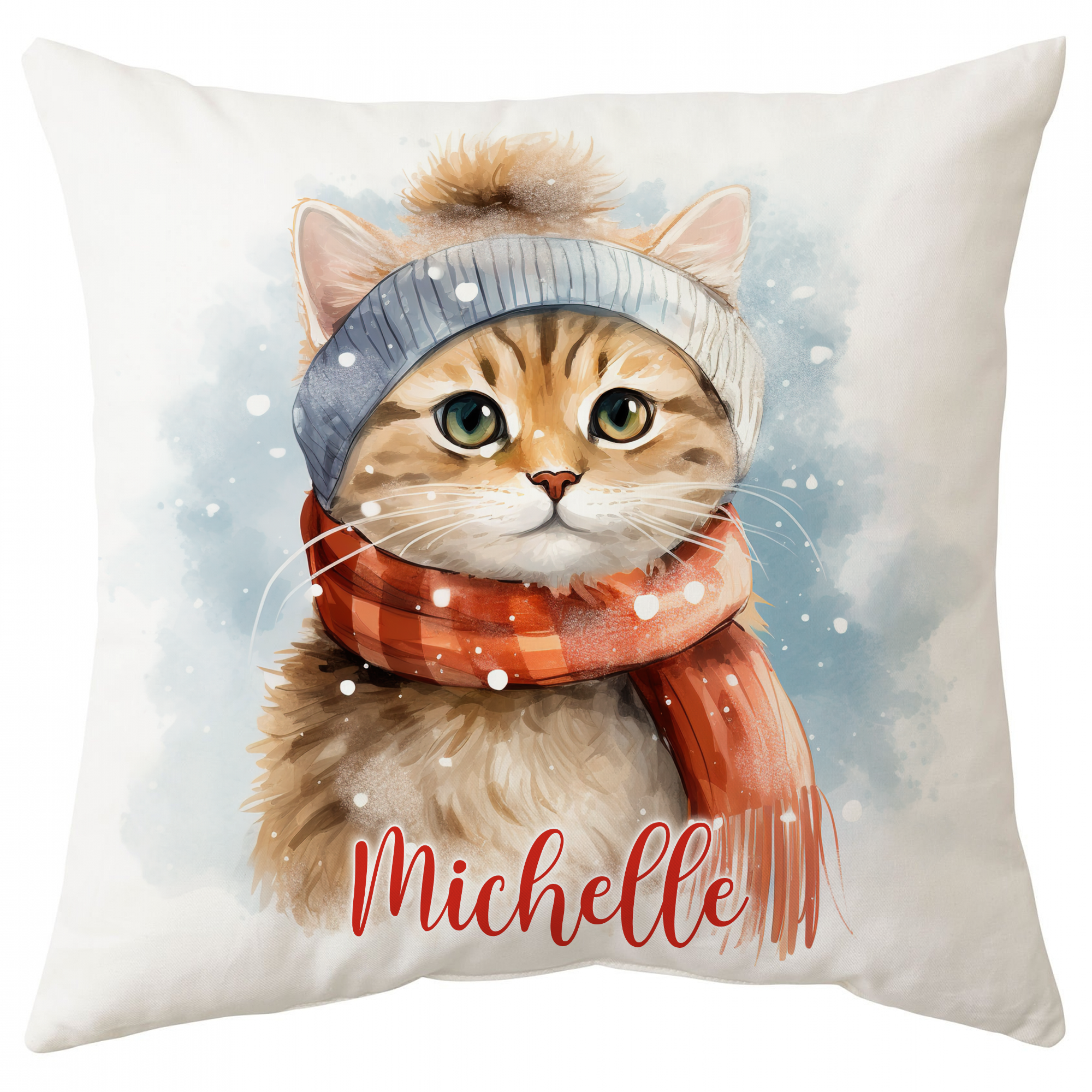 Cat Snow Pattern - Personalized Pillow (Insert Included)