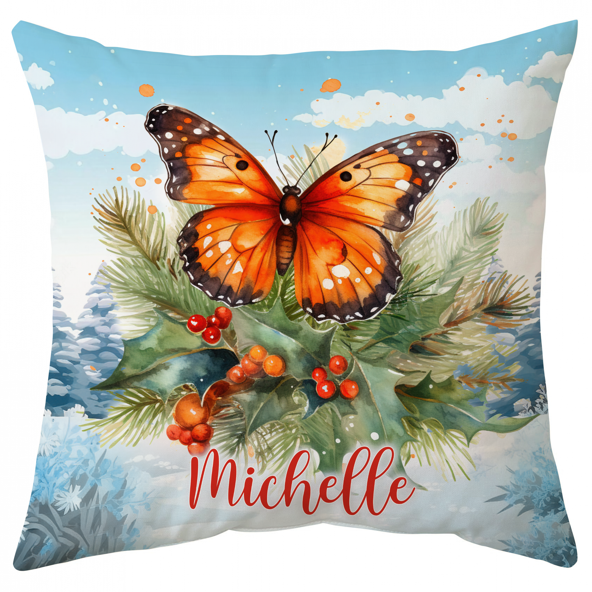 Butterfly Snow Pattern - Personalized Pillow (Insert Included)