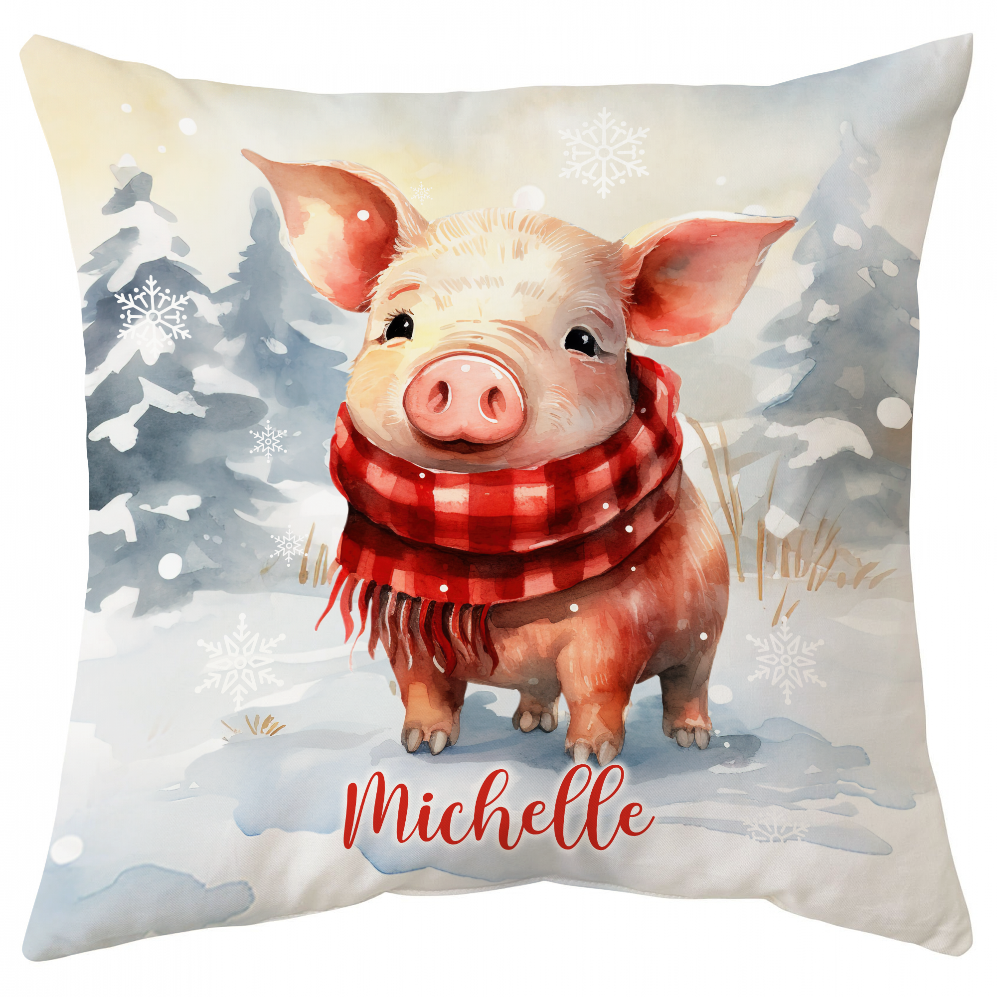 Pig Snow Pattern - Personalized Pillow (Insert Included)