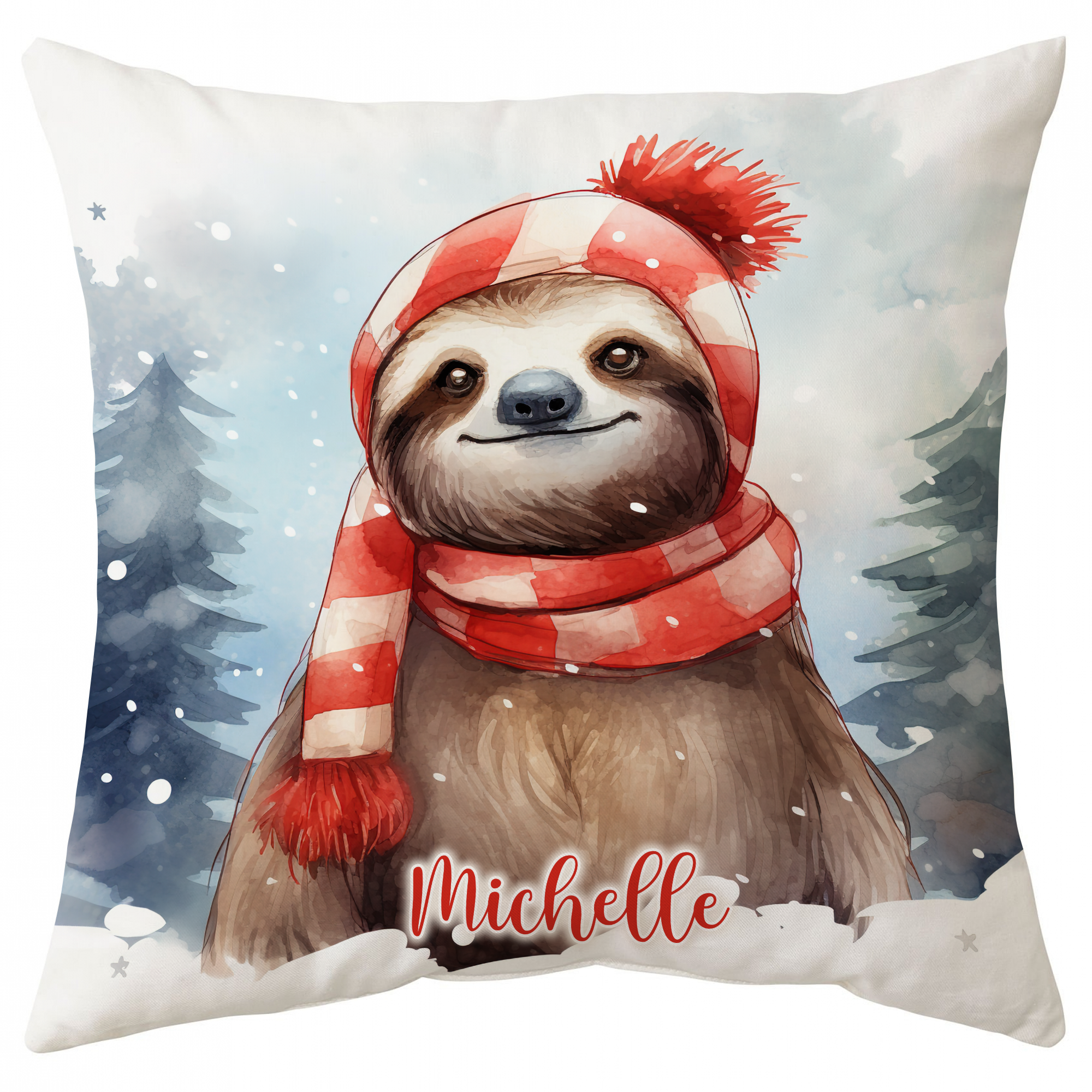 Sloth Snow Pattern - Personalized Pillow (Insert Included)