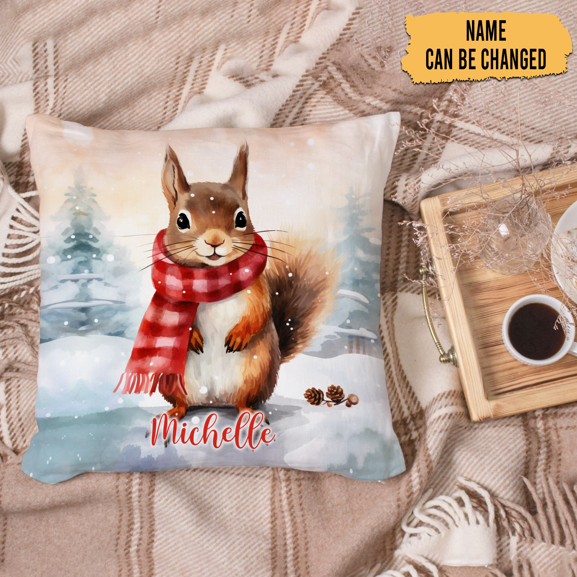 Rabbit Snow Pattern - Personalized Pillow (Insert Included)