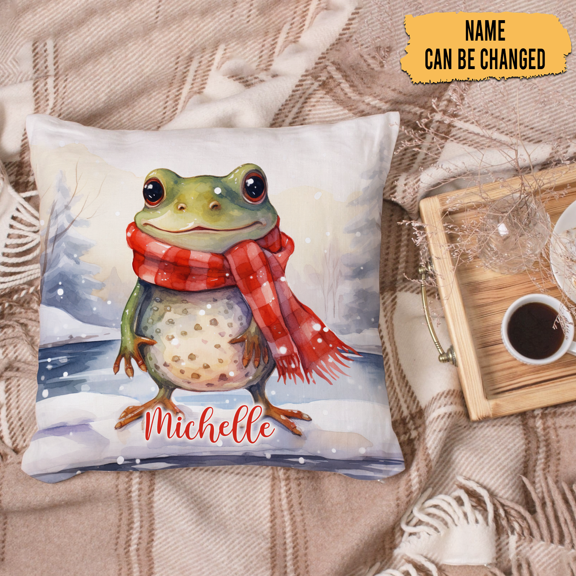 Frog Snow Pattern - Personalized Pillow(Insert Included)