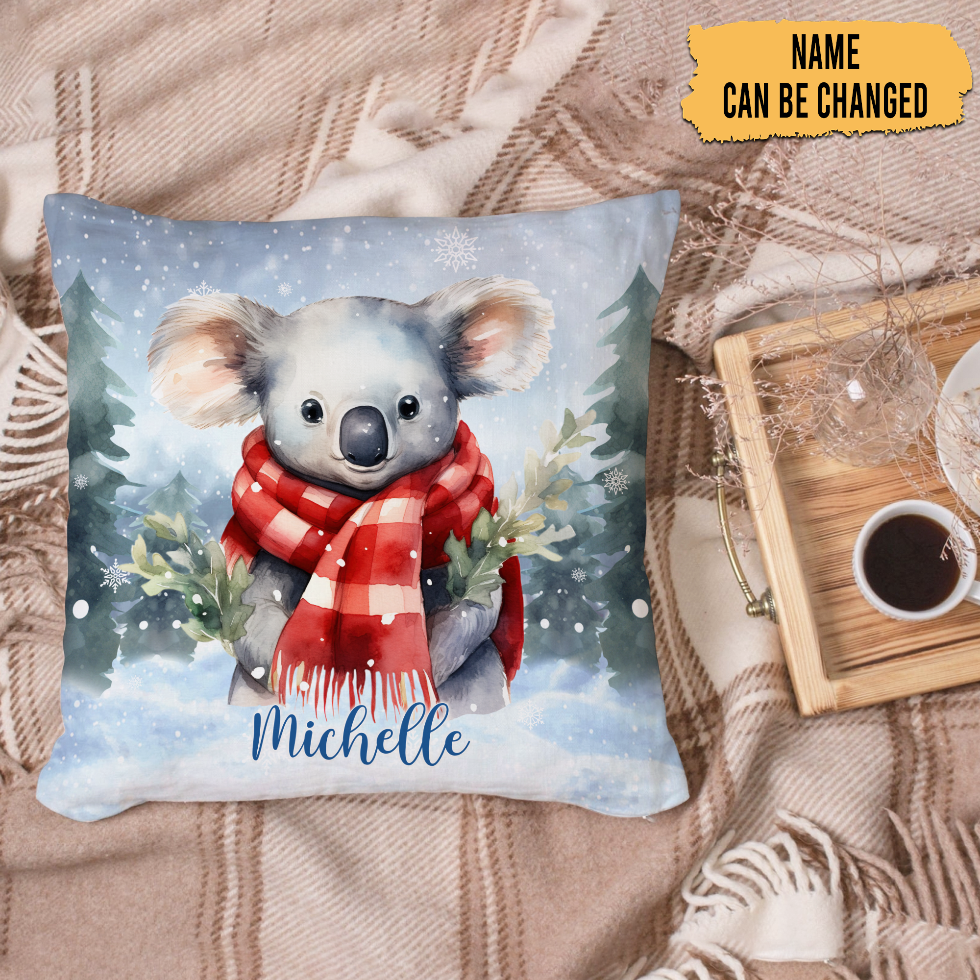 Elephant Snow Theme - Personalized Pillow(Insert Included)