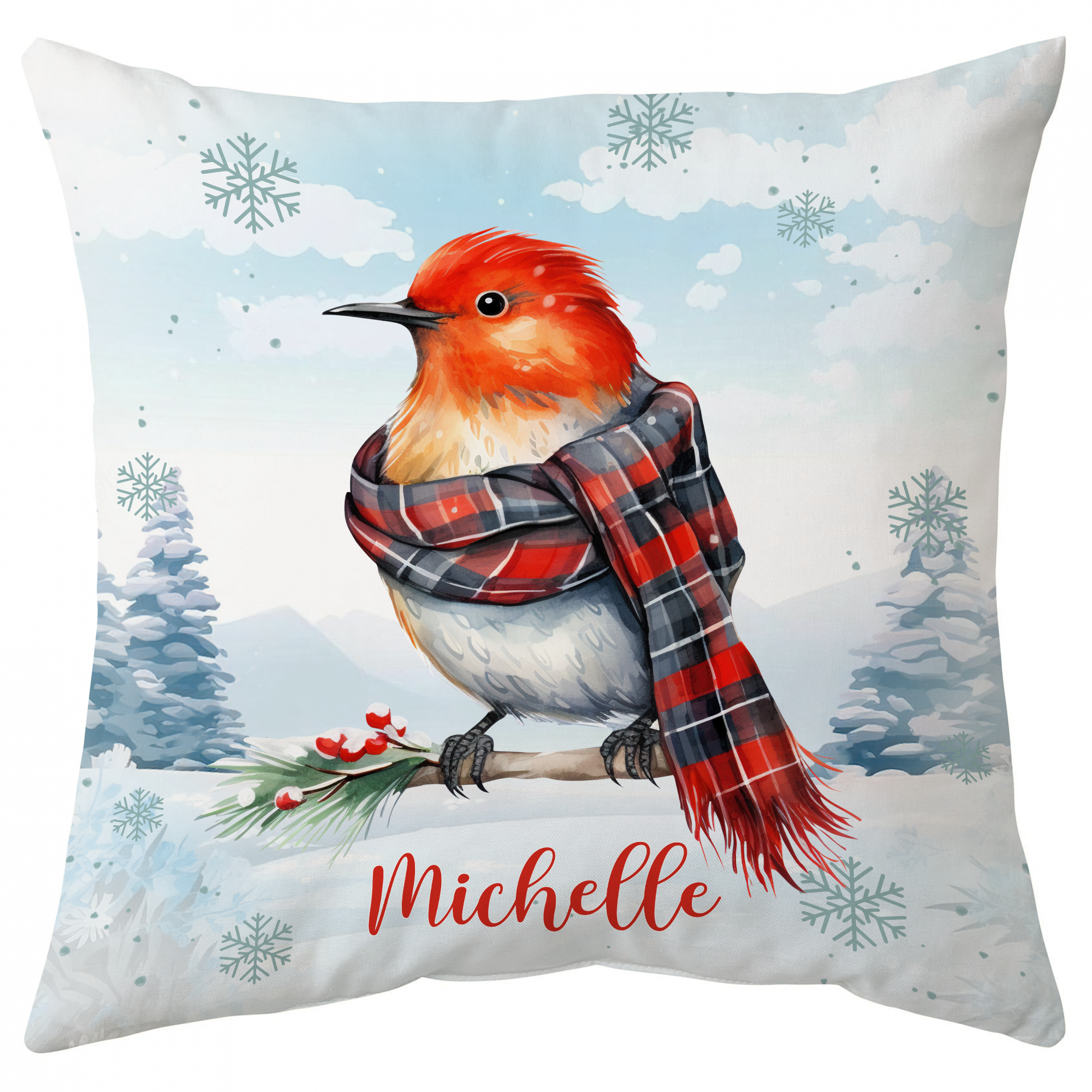 Hummingbird Snow Pattern - Personalized Pillow(Insert Included)