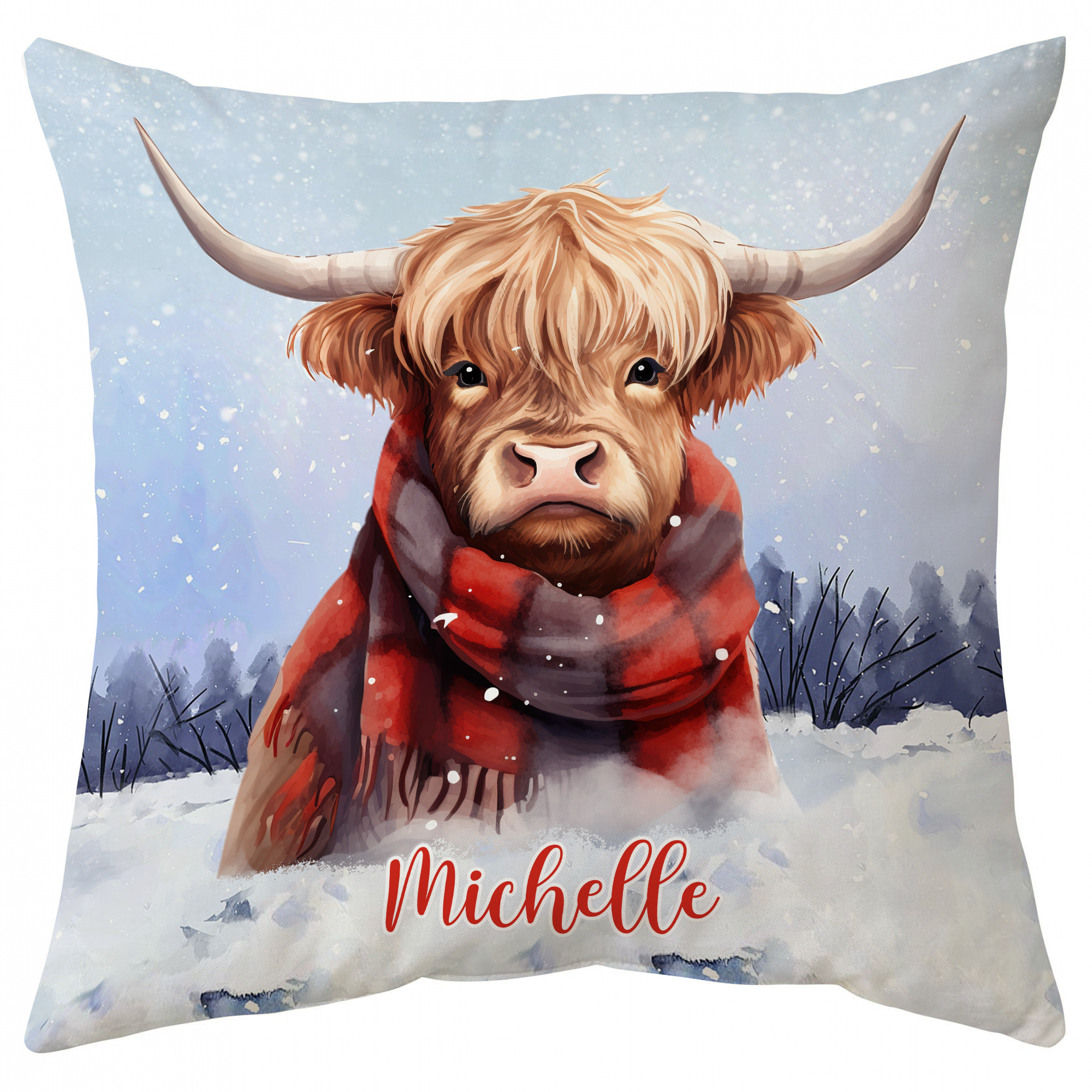 Highland Cow Snow Pattern - Personalized Pillow(Insert Included)