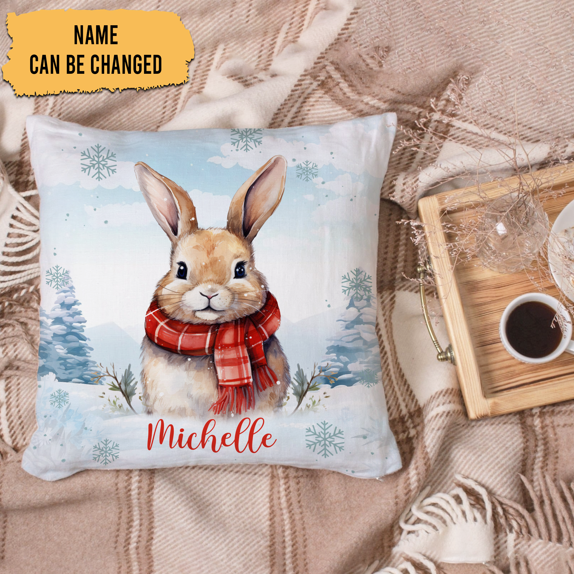 Bunny Snow Pattern - Personalized Pillow(Insert Included)