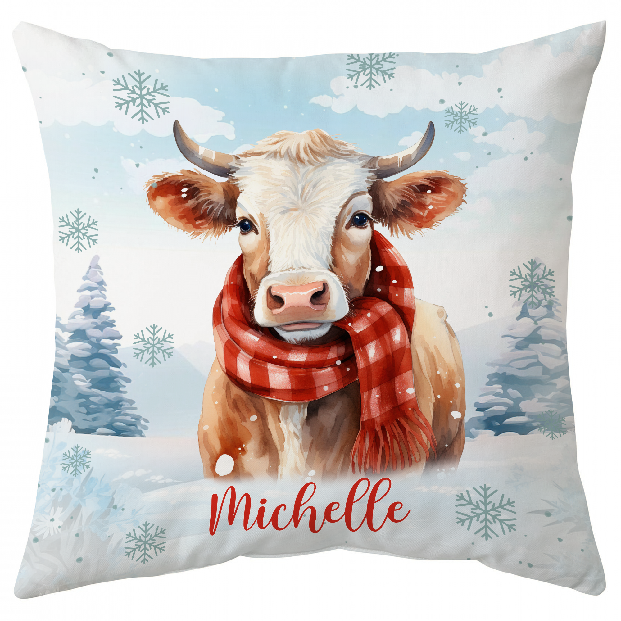 Cow Snow Pattern - Personalized Pillow(Insert Included)