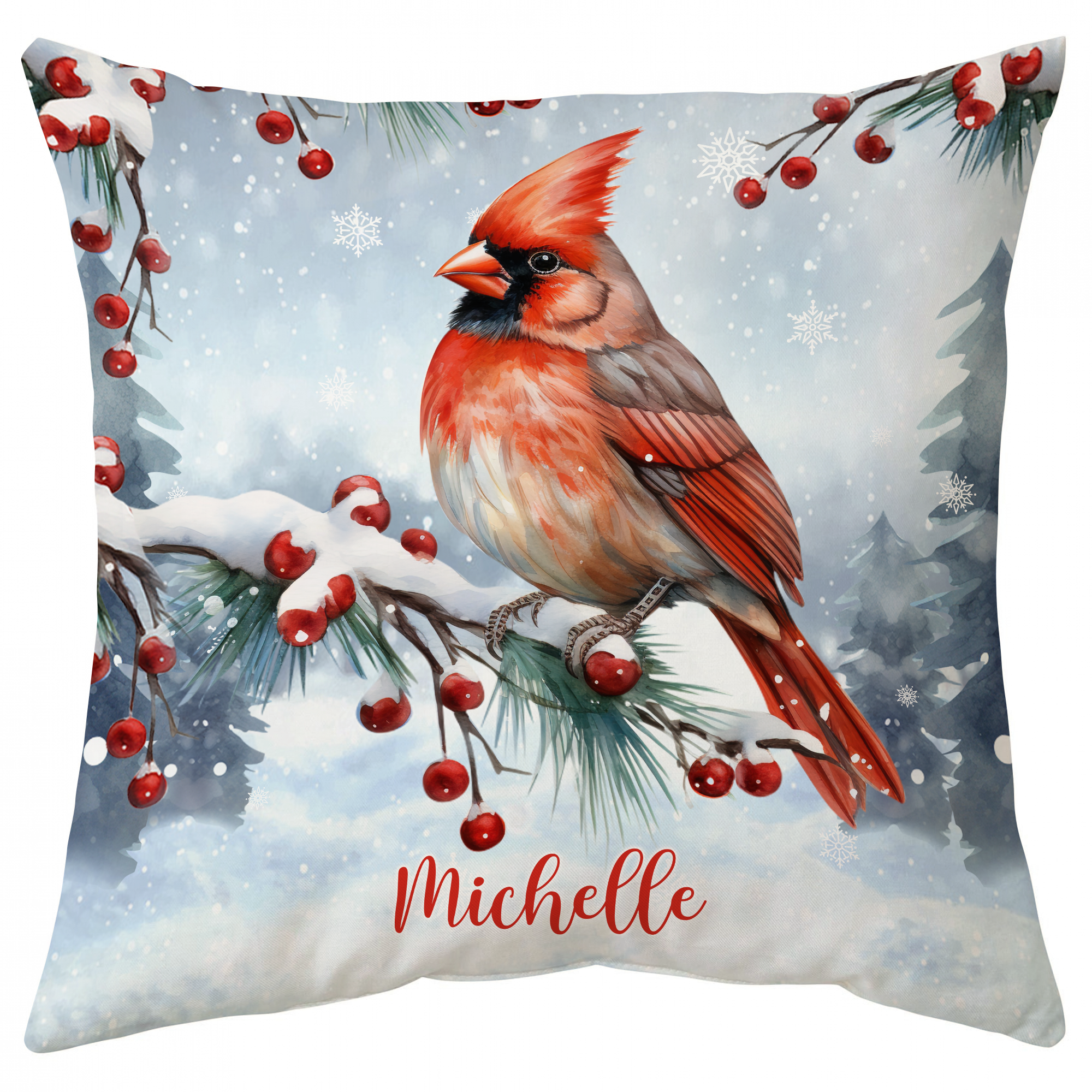 Hummingbird Snow Theme - Personalized Pillow(Insert Included)
