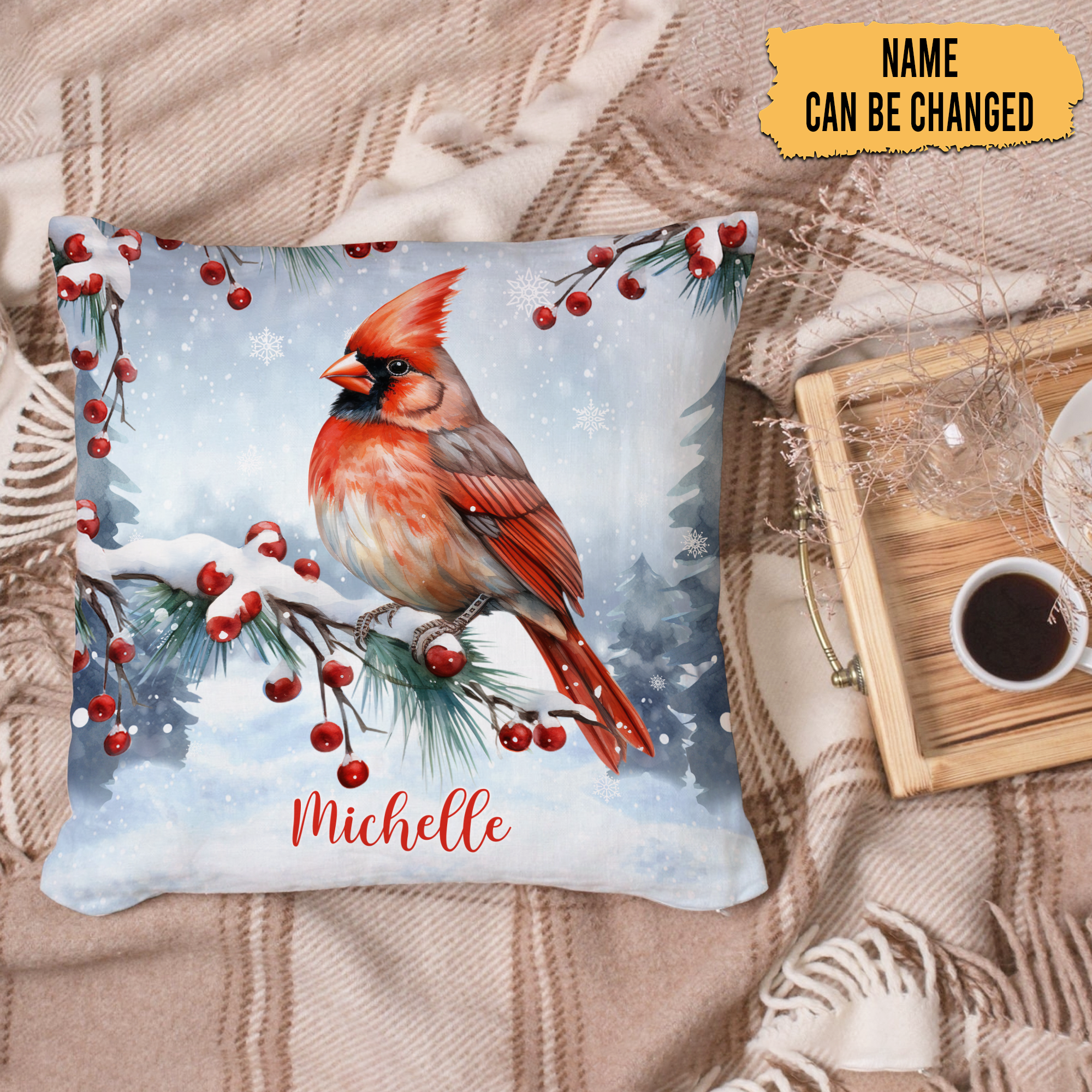 Hummingbird Snow Theme - Personalized Pillow(Insert Included)