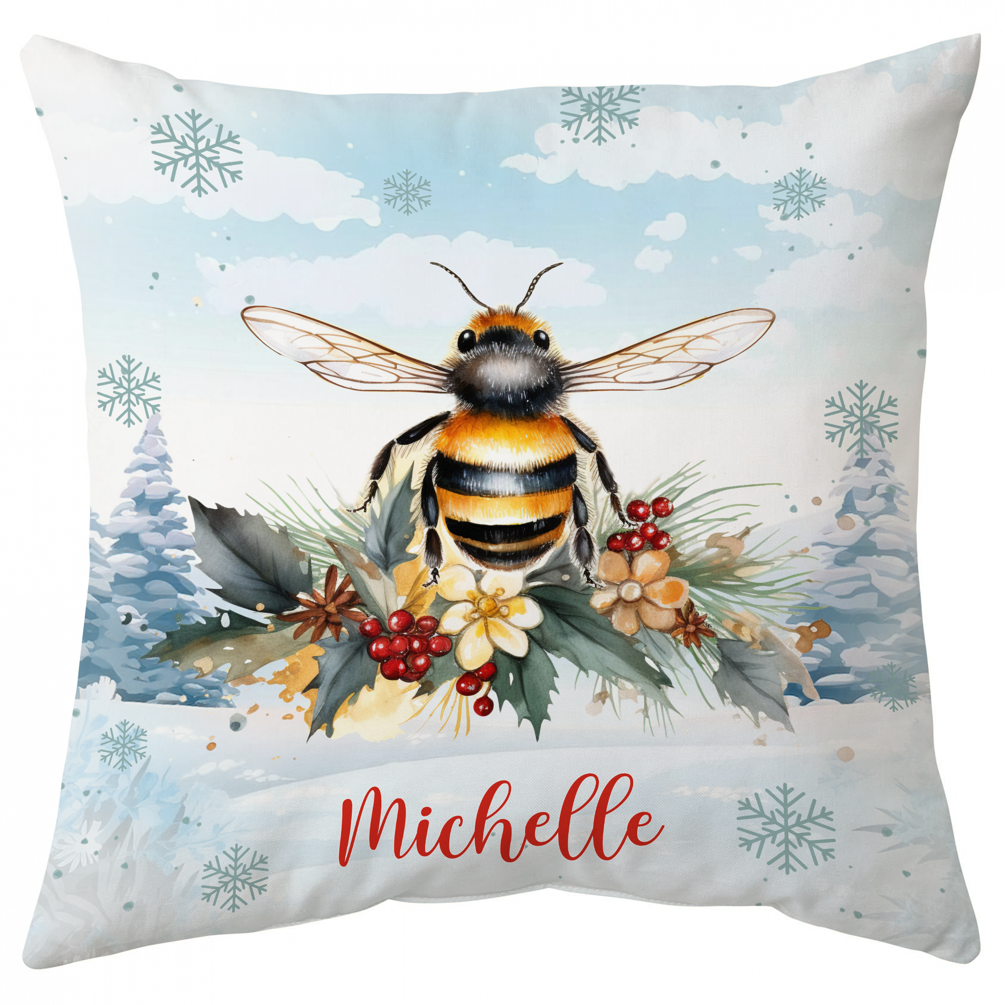 Bee Snow Theme - Personalized Pillow(Insert Included)