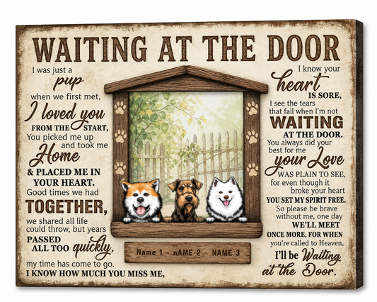 Personalized Pet Memorial Canvas Wall Art Dog Loss Sympathy Gift 3 Names - Image 1