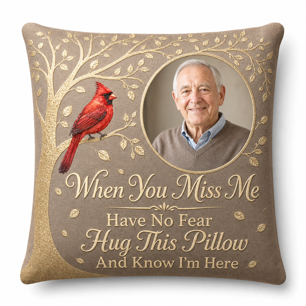 Personalized Memorial Photo Pillow with Cardinal - Remembrance Sympathy Gift for Loss of Loved One - Image 1