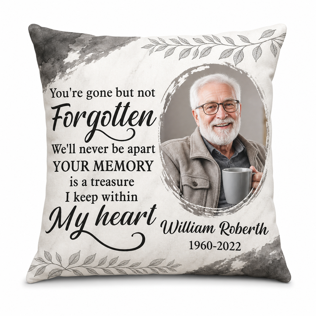 Personalized Memorial Photo Pillow With Name And Dates - Sympathy Gift For Loss Of Loved One - Image 1