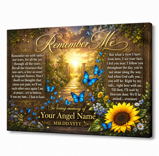Personalized Remember Me Memorial Canvas Wall Art Sympathy Gift for Loss - Image 1