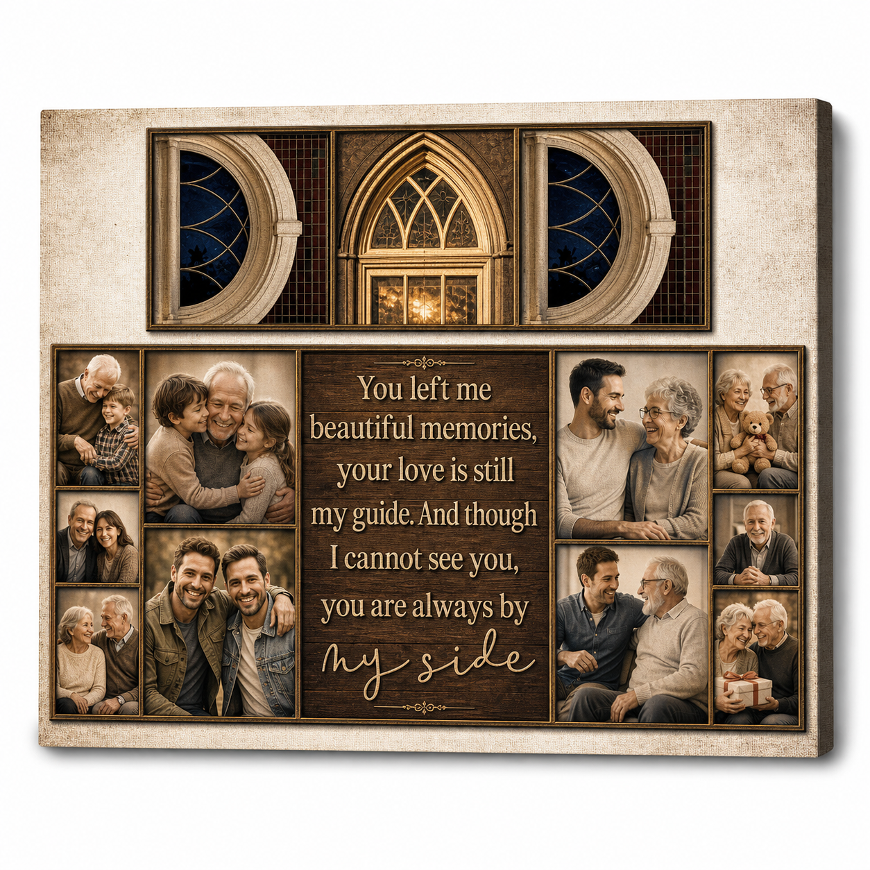 Personalized Loss of Dad Memorial Photo Collage Wall Canvas Custom Family Keepsake Gift - Image 1