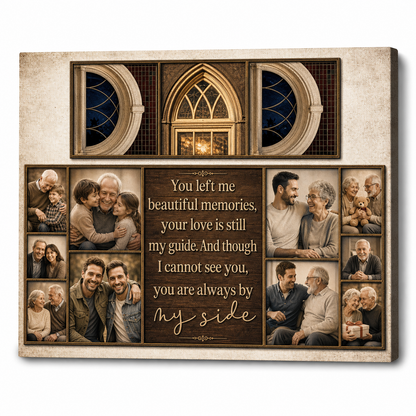 Personalized Loss of Dad Memorial Photo Collage Wall Canvas Custom Family Keepsake Gift - Image 1