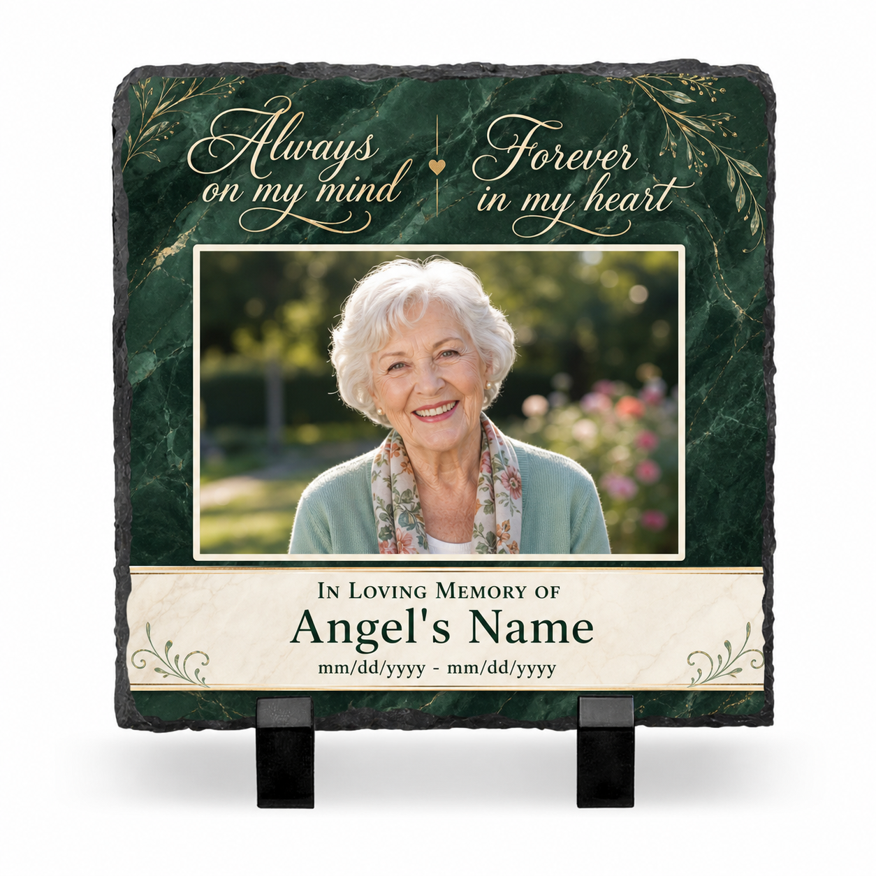 Personalized Memorial Photo Slate Stone – In Loving Memory Bereavement Gift - Image 1 | VNMGSREPR1-6IN-EHIEU_AI_0457 VNMGSREPR1-8IN-EHIEU_AI_0457