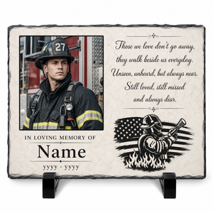 Personalized Firefighter Memorial Photo Stone – In Loving Memory of a Firefighter - Image 1