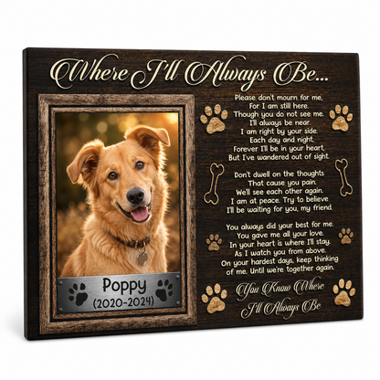 Personalized Dog Memorial Canvas Wall Art - Custom Pet Photo & Name Remembrance Sign for Pet Loss - Image 1