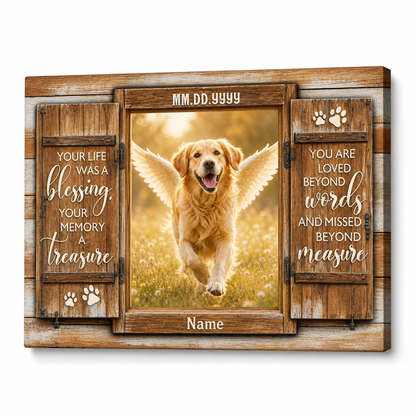 Personalized Dog Memorial Canvas Wall Art With Photo, Custom Pet Remembrance Keepsake Gift - Image 1