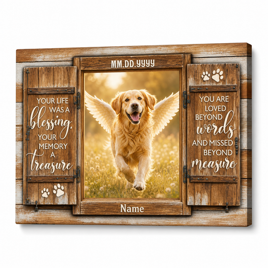 Personalized Dog Memorial Canvas Wall Art With Photo, Custom Pet Remembrance Keepsake Gift - Image 1