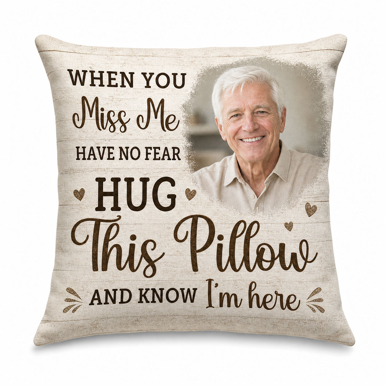 Personalized When You Miss Me Hug This Pillow Custom Photo Memorial Sympathy Gift - Image 1