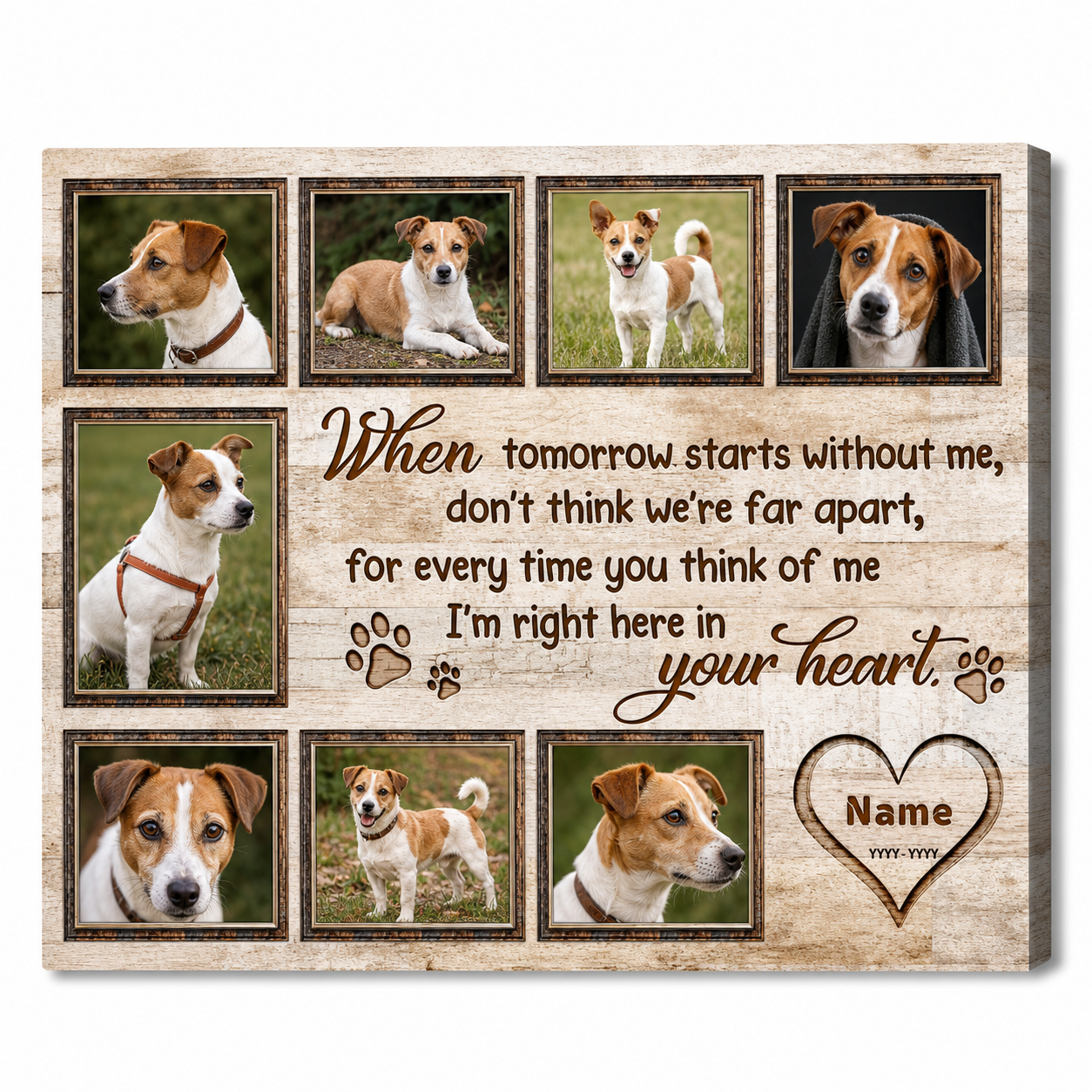 Personalized Dog Memorial Photo Collage Canvas - Custom Pet Loss Gift Wall Art - Image 1