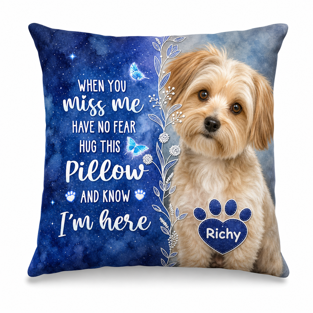 Personalized Pet Memorial Photo Pillow All Over Printed - Dog Remembrance Sympathy Gift for Pet Owners - Image 1