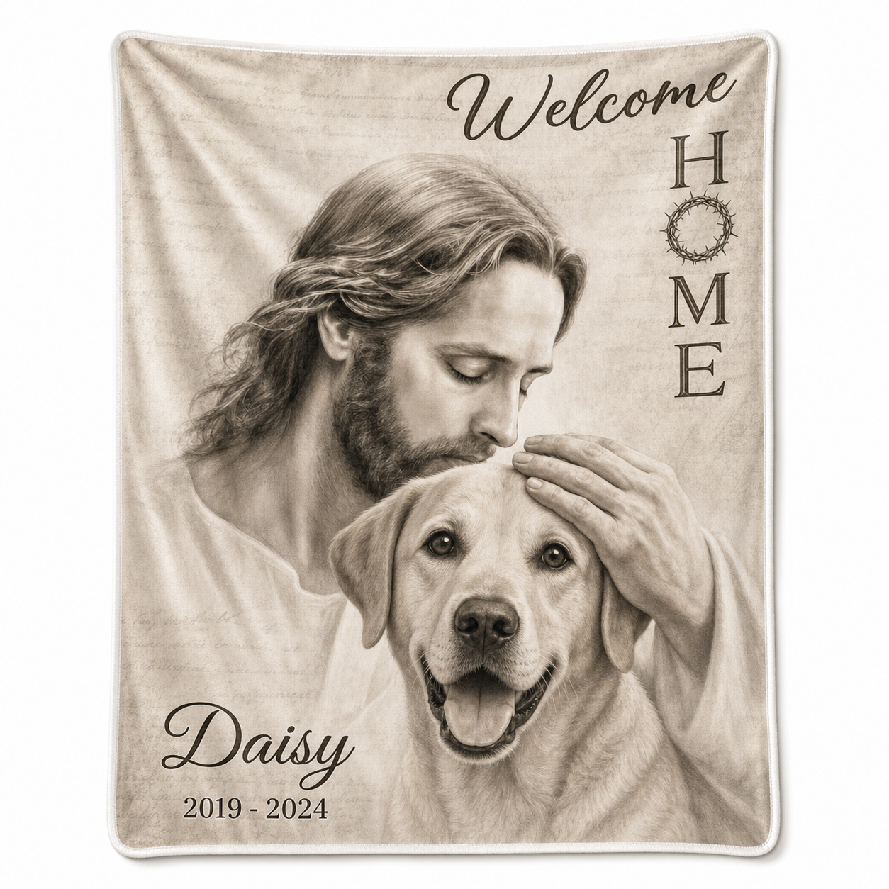 Personalized Pet Memorial Fleece Blanket - Custom Photo Dog Loss Sympathy Gift with Jesus Welcome Home - Image 1