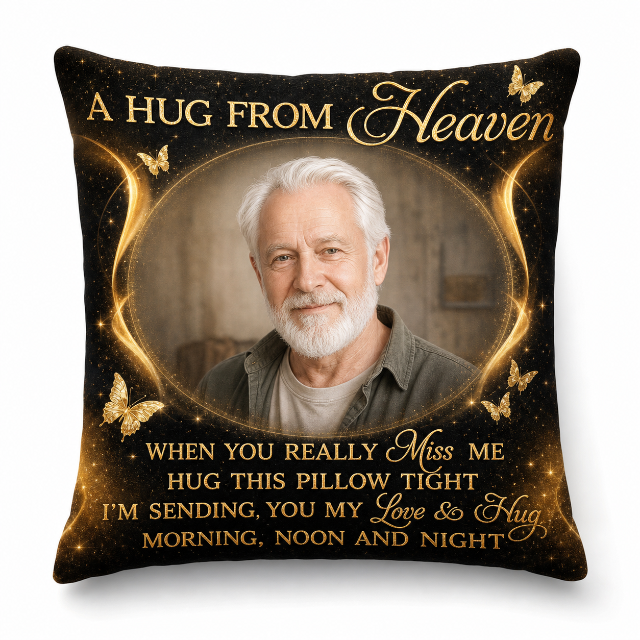 Personalized Photo A Hug From Heaven Memorial Pillow - Sympathy Gift for Loss of a Loved One - Image 1