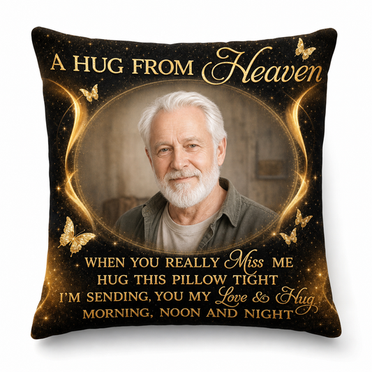 Personalized Photo A Hug From Heaven Memorial Pillow - Sympathy Gift for Loss of a Loved One - Image 1