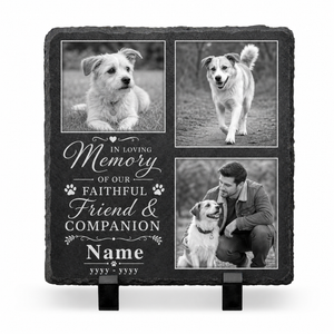 Personalized Dog Memorial Slate with 3 Photos – Pet Loss Memorial Stone Gift - Image 1
