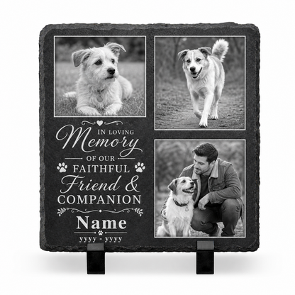 Personalized Dog Memorial Slate with 3 Photos – Pet Loss Memorial Stone Gift - Image 1 | VNMGSREPR1-6IN-EHIEU_AI_0456 VNMGSREPR1-8IN-EHIEU_AI_0456