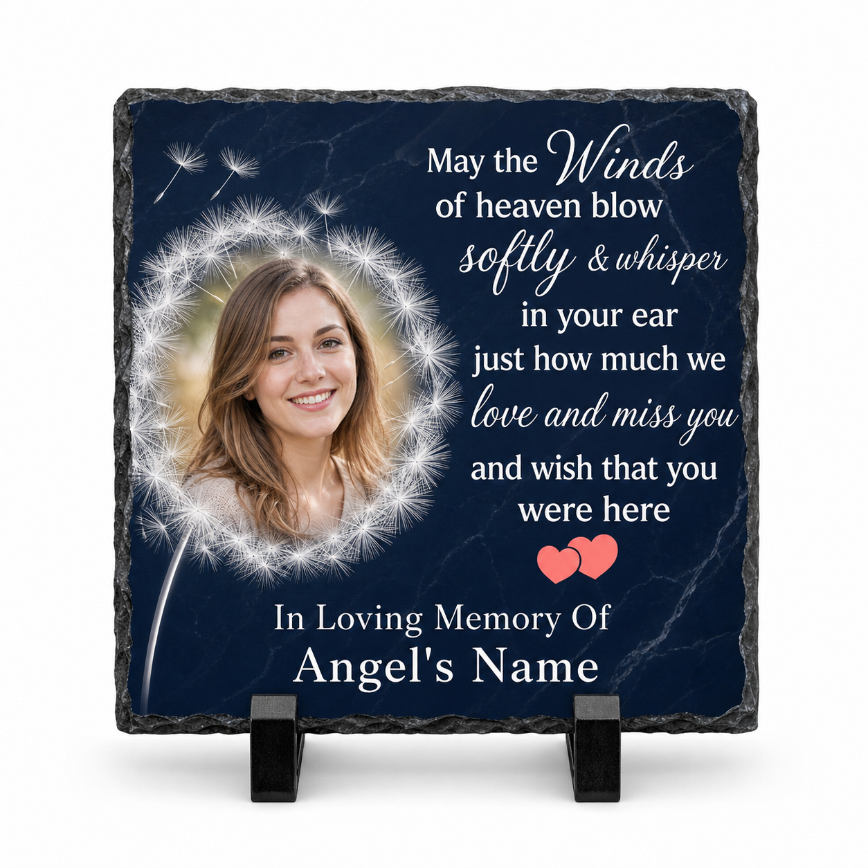 Personalized May the Wind Dandelion Memorial Slate – Custom Photo Bereavement Gift - Image 1 | VNMGSREPR1-6IN-EHIEU_AI_0459 VNMGSREPR1-8IN-EHIEU_AI_0459