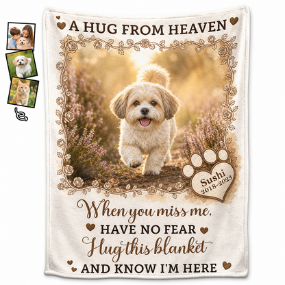 Personalized Pet Memorial Fleece Blanket - Custom Photo Dog Cat Loss Remembrance Sympathy Gift - Image 1