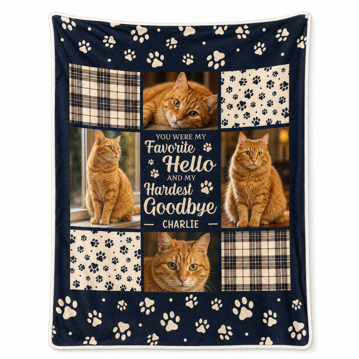 Personalized Cat Memorial Photo Blanket - Custom Pet Loss Sympathy Gift for Cat Owners - Image 1