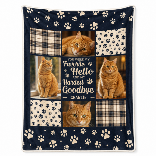 Personalized Cat Memorial Photo Blanket - Custom Pet Loss Sympathy Gift for Cat Owners - Image 1