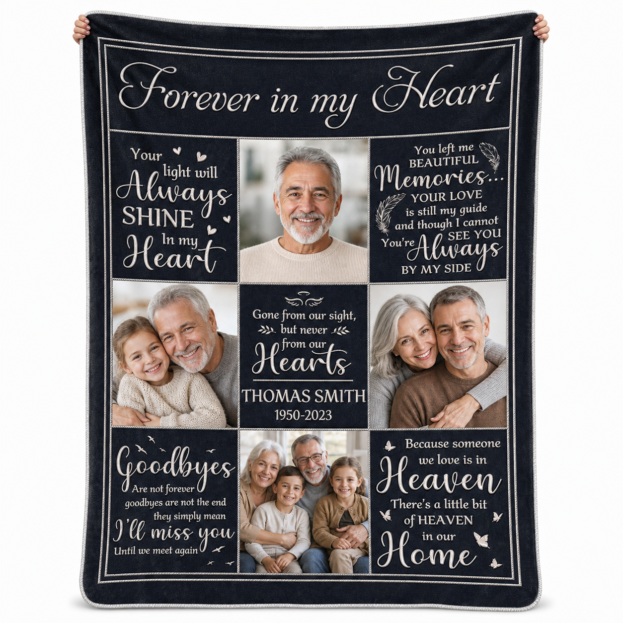 Personalized Memorial Photo Fleece Blanket - Sympathy Keepsake Gift for Loss of Father or Husband - Image 1