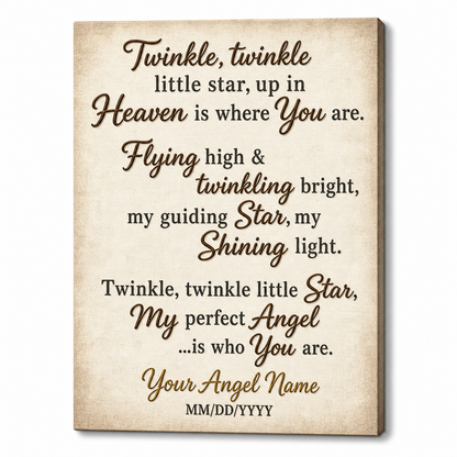 Personalized My Little Angel Memorial Wall Canvas for Infant Loss Remembrance Gift - Image 1