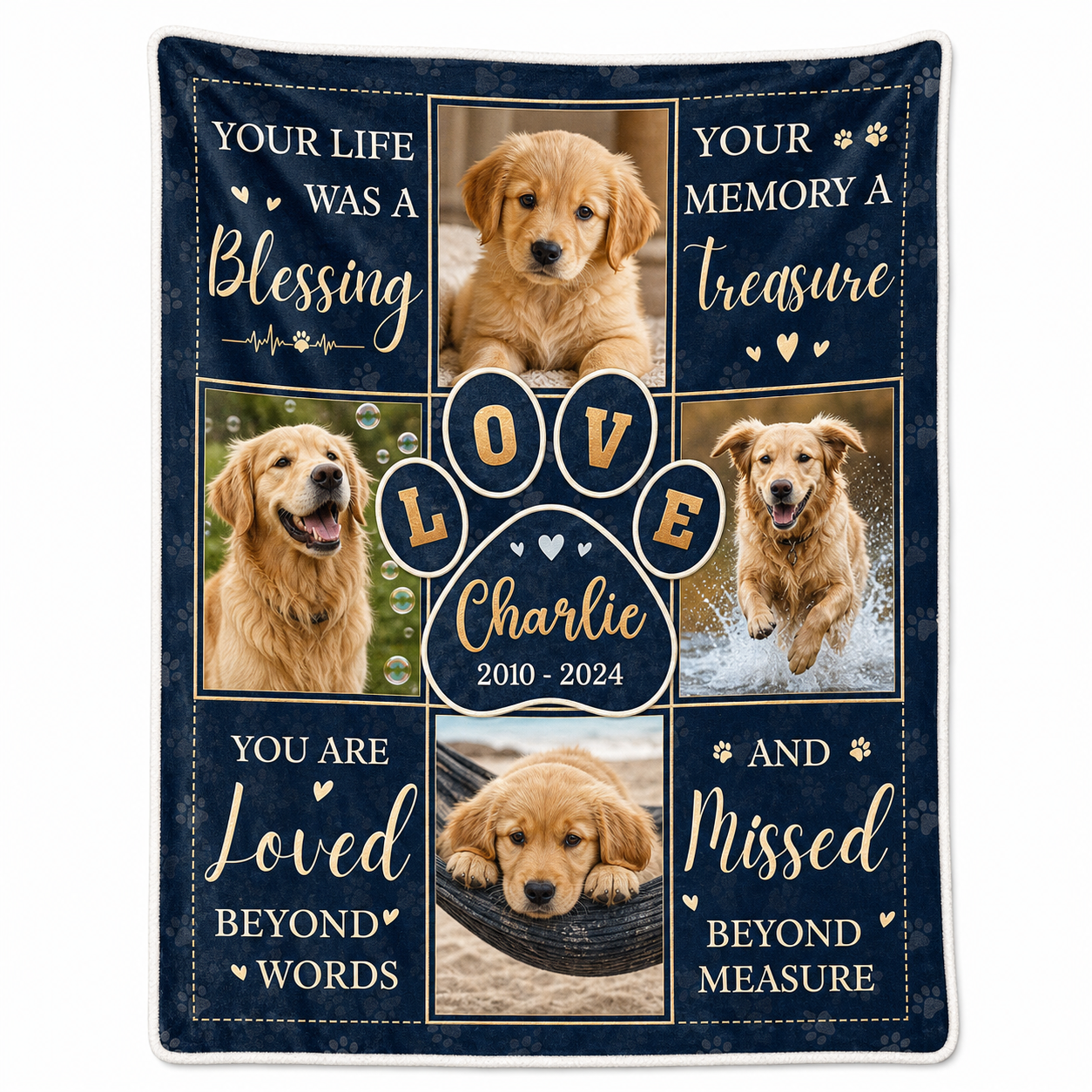 Personalized Pet Memorial Fleece Blanket for Dog Owners - Custom Photo Dog Loss Keepsake Gift - Image 1