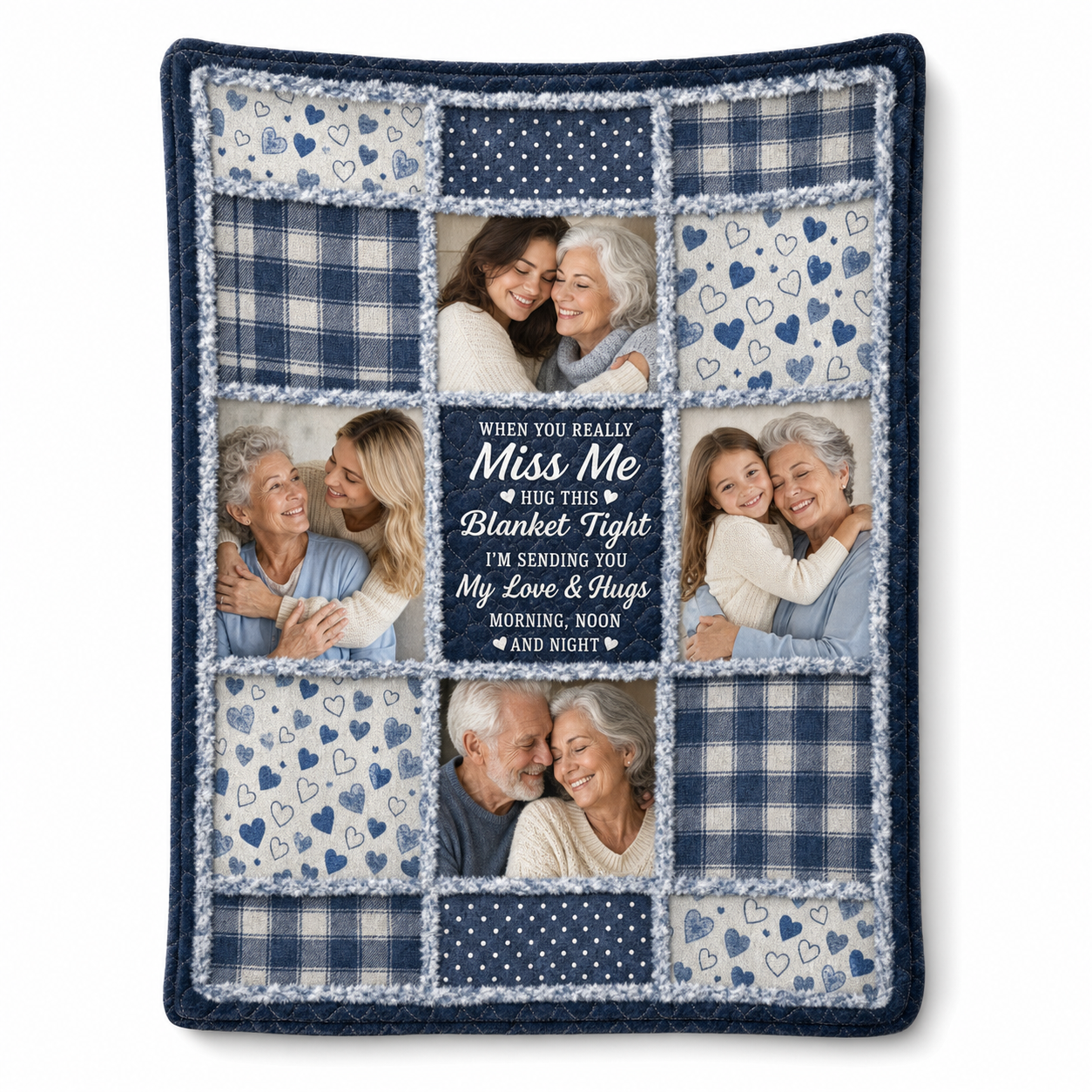 Personalized Photo Memorial Hug Blanket - Custom Fleece Throw for Missing Mom or Grandma - Image 1