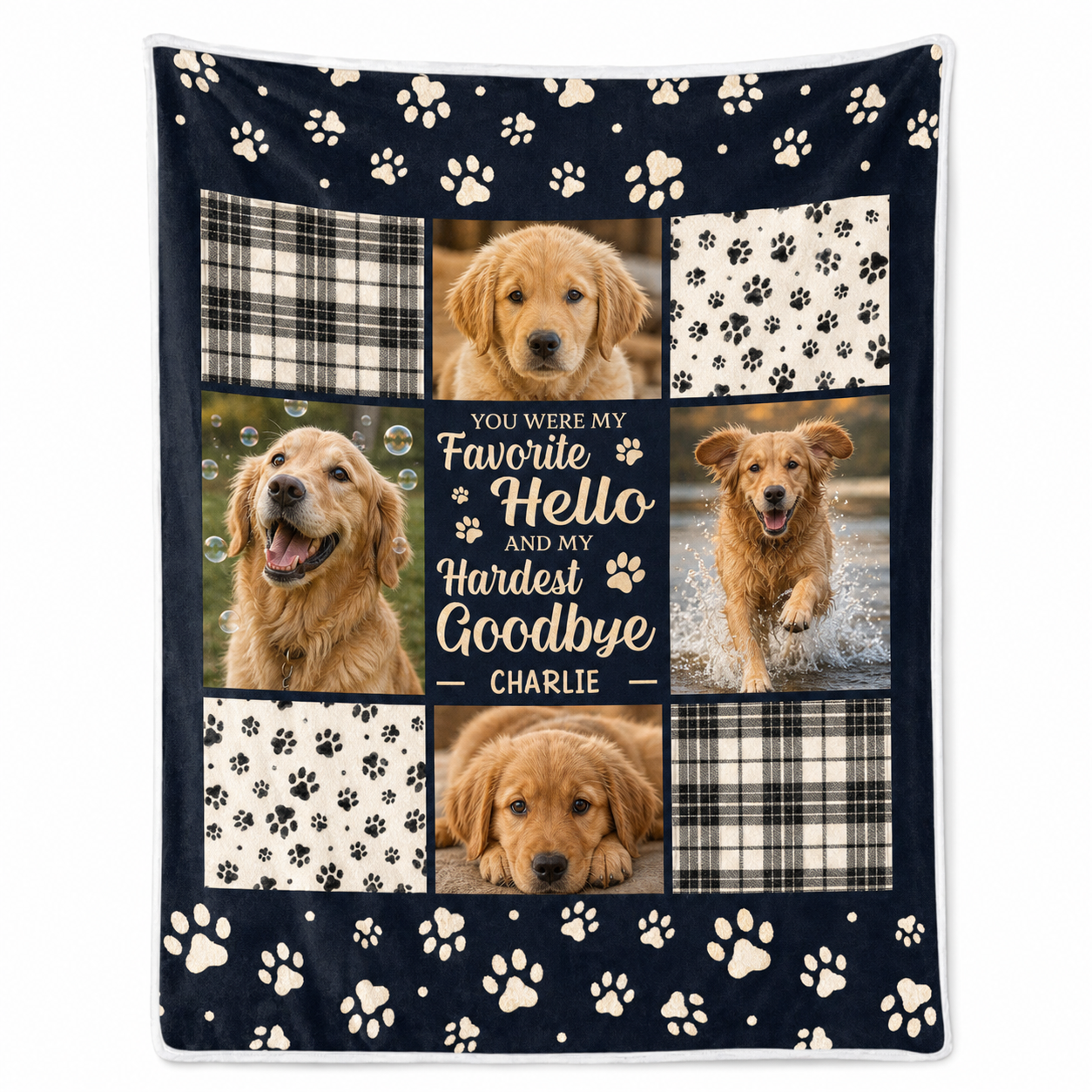 Personalized Dog Memorial Photo Blanket - Custom Pet Fleece Blanket Sympathy Gift for Dog Loss - Image 1