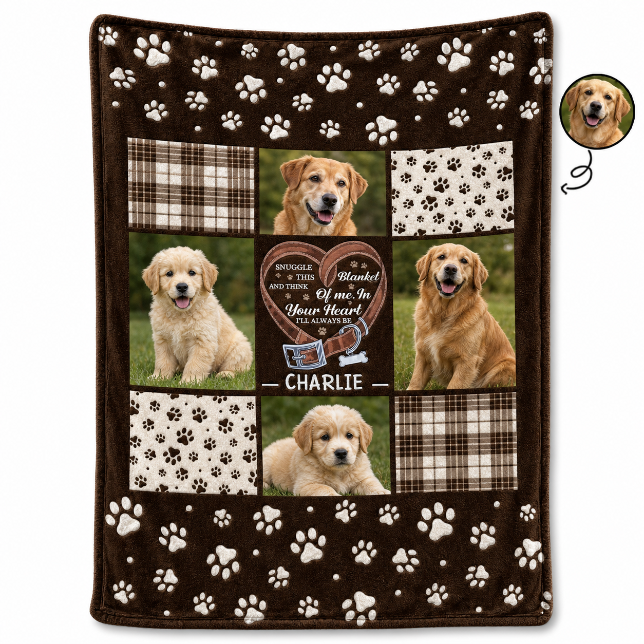 Personalized Dog Photo Memorial Blanket - Custom Pet Snuggle Fleece Blanket for Loss of Dog - Image 1